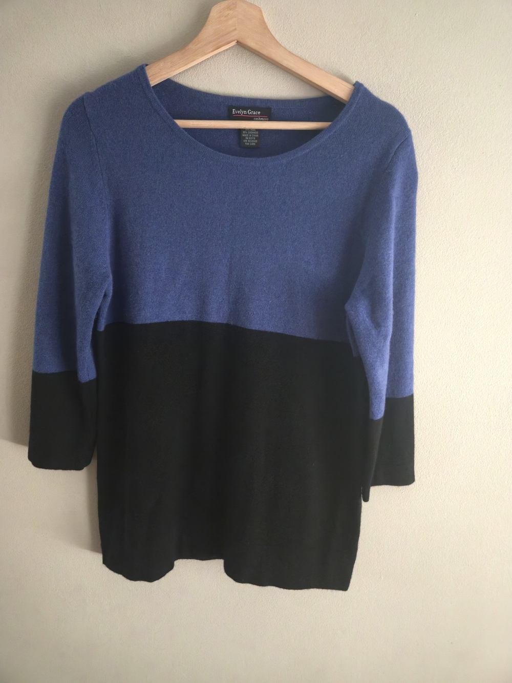 Evelyn Grace 70% Wool 30% Cashmere Women's Sweater Size Large Colorblock Soft